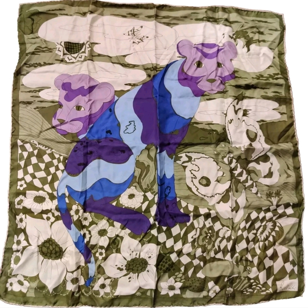 Vintage Designer Bellotti Luxurious Twill Silk Scarf